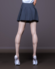 Fototapeta na wymiar Beautiful female legs in stockings and skirt.