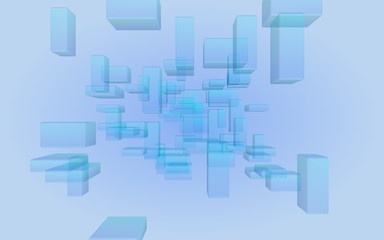 Obraz premium Blue and purple abstract digital and technology background. The pattern with repeating rectangles. 3D illustration