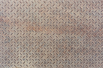 Gray dusty flat heavy metal sheet floor texture with diamond or checker or tread skid proof...