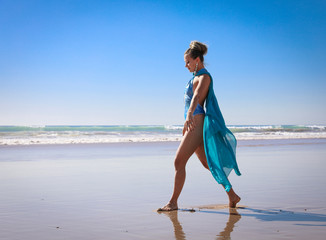 Sexy girl on the ocean.
