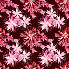 Bell flowers on abstract background, seamless pattern.