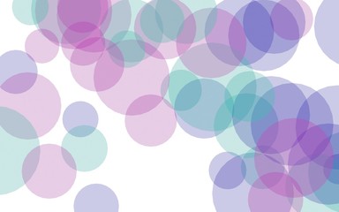Multicolored translucent circles on a white background. Pink tones. 3D illustration