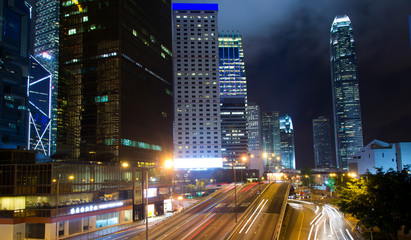 Fototapeta na wymiar Night shot of Hong Kong financial center in central