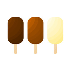 Ice cream set vector isolated on white background. Black, brown and white chocolate ice cream.