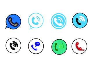 Telephone icons set on white background.

