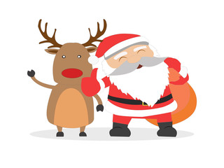 Santa Claus carrying sack full of gifts.