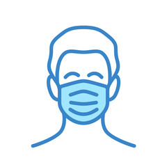 Man with Face Mask - Modern Protective Mask Icon