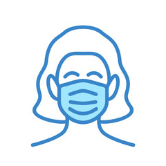 Woman with Face Mask - Modern Protective Mask Icon