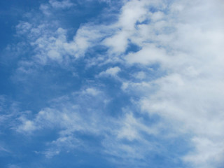 Blue sky with white clouds background. Calm and peaceful.