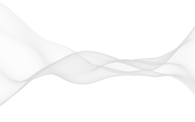 White abstract background. Fluttering white scarf. Waving on wind white fabric. 3D illustration