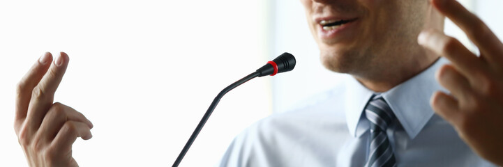 Male businessman implements progress report for year portrait.