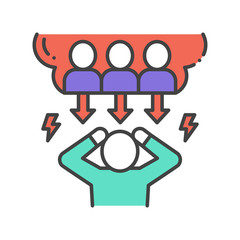 Social bullying color line icon. Harassment, social abuse and violence. Sign for web page, mobile app, button, logo. Editable stroke.