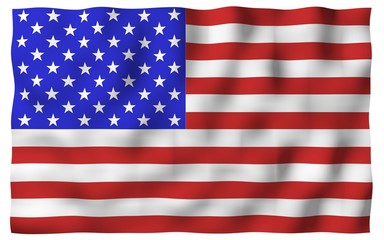 Fototapeta premium Waving flag of the United States of America. Stars and Stripes. State symbol of the USA. 3D illustration