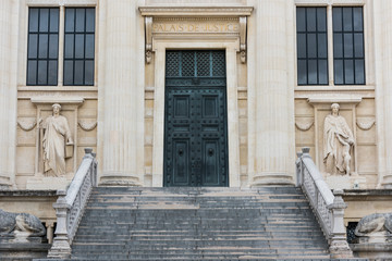 Fototapeta na wymiar The Palais de Justice, formerly the Palais de la Cite, is located on the Boulevard du Palais in the Ile de la Cite in central Paris, France.
