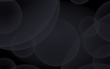 Abstract black background. Backdrop with dark transparent bubbles. 3D illustration