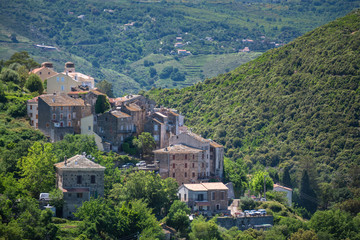 Fototapeta na wymiar Traveling through the villages and hills of Corsica