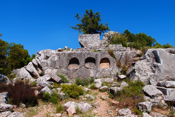 Termessos ancient city, 2nd century BC, ruins of the ancient city. Termessos is one of Antalya -Turkey most outstanding archaeological sites