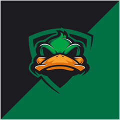 Duck head logo for sport or esport team. Design element for company logo, label, emblem, apparel or other merchandise. Scalable and editable Vector illustration