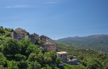 Fototapeta na wymiar Traveling through the villages and hills of Corsica