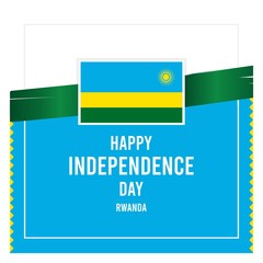 Rwanda Independence Day poster/card design with the Rwandan flag. National day celebration flyer.