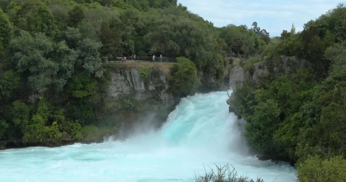 4k locked off stationary motion of the famous Huka Falls near the town of Taupo on the north island of New Zealand