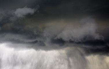 Accumulation of black clouds before a thunderstorm