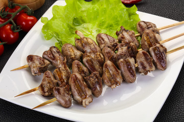 Chicken hearts skewer