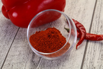 Paprika powder in the bowl