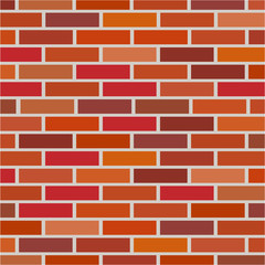 Cartoon red brick wall texture or background with stains for text. vector illustration