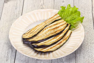 Grilled eggplant in the bowl