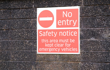 No entry area keep clear for emergency vehicles