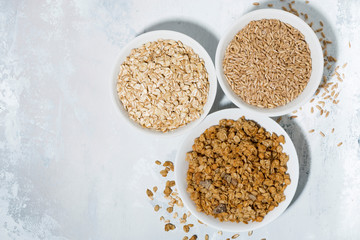 range of products made from oats, top view