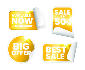 Set of Business Detailed Golden Labels on White Background . Isolated Vector Elements