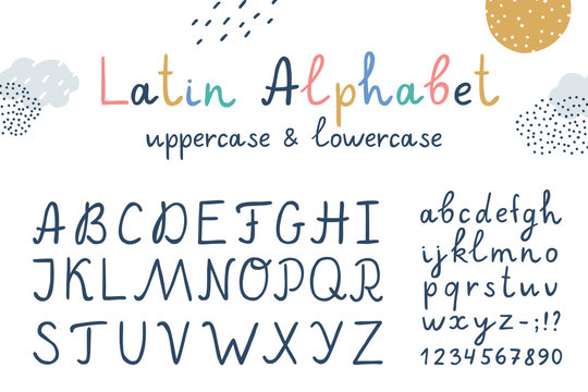 Vector Funny Childrens Latin Hand Drawn Alphabet