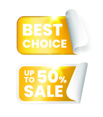 Set of Business Detailed Golden Labels on White Background . Isolated Vector Elements