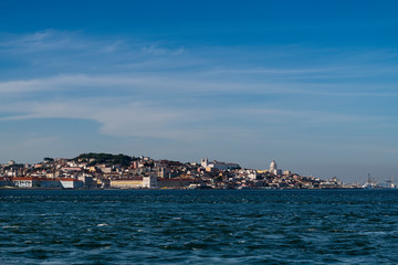 Fototapeta na wymiar View of the skyline of the downtown of the city of Lisbon, in Portugal, Europe