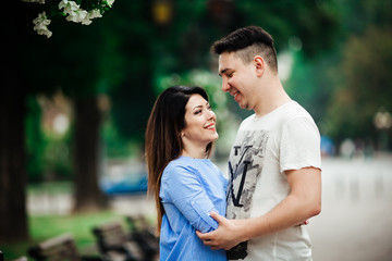 Fototapeta premium Couple have fun in the city. lviv