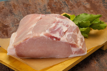 Raw pork meat piece for cooking