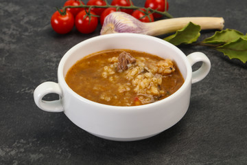 Caucasian Kharcho soup with beef meat