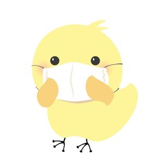 布マスクをつけたひよこ