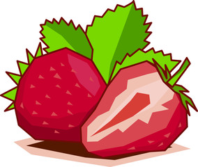 Watermelon drawn in vector with geometric shapes colored in flat colors. Vector drawing of fruit with fields of flat and geometric colors.