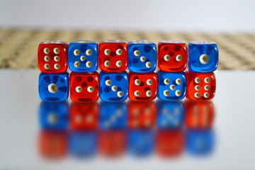 red and blue dices