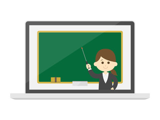 オンライン授業をする先生のイラスト