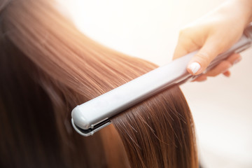 Concept lamination, lifting. Keratin recovery hair and protein treatment pile with professional...