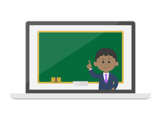 オンライン授業をする先生のイラスト