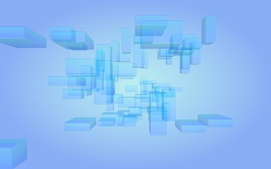 Fototapeta premium Blue and purple abstract digital and technology background. The pattern with repeating rectangles. 3D illustration
