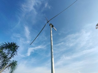 wind turbine and blue sky