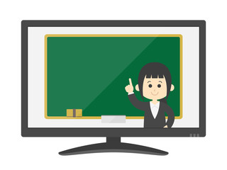 オンライン授業をする先生のイラスト