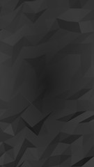 Fototapeta premium Black abstract background. Lowpoly backdrop. Gloomy crumpled paper. Vertical orientation. 3D illustration