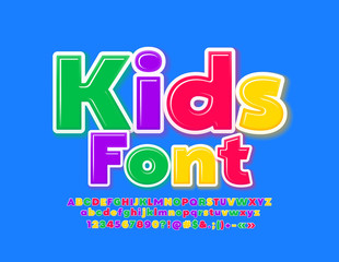 Vector Kids Font. Colorful Alphabet Letters and Numbers